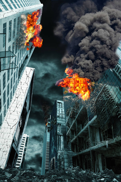 Cinematic Portrayal of Destroyed City - Photo, Image
