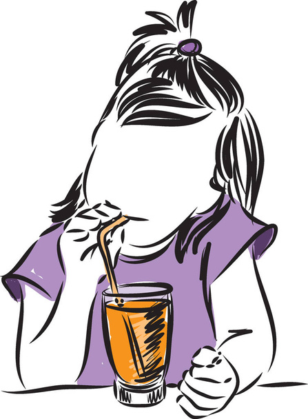  little girl drinking vector illustration - Vector, Image
