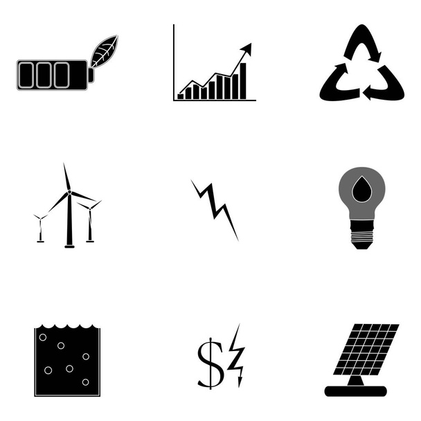 Iconos de energía alternativa silueta negra
 - Vector, imagen