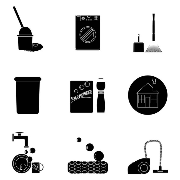 Limpar ícones conjunto preto
 - Vetor, Imagem