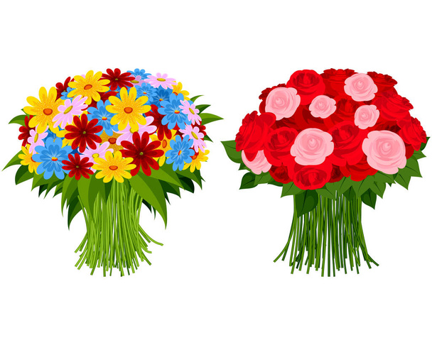 Two bouquet of flowers - Vector, Image