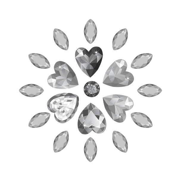 Μαρκησία & καρδιά κομμένα διαμάντια - Διάνυσμα, εικόνα