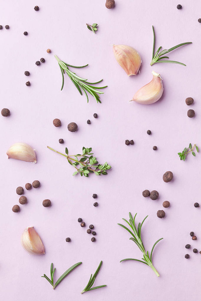 spices on purple background - Photo, Image