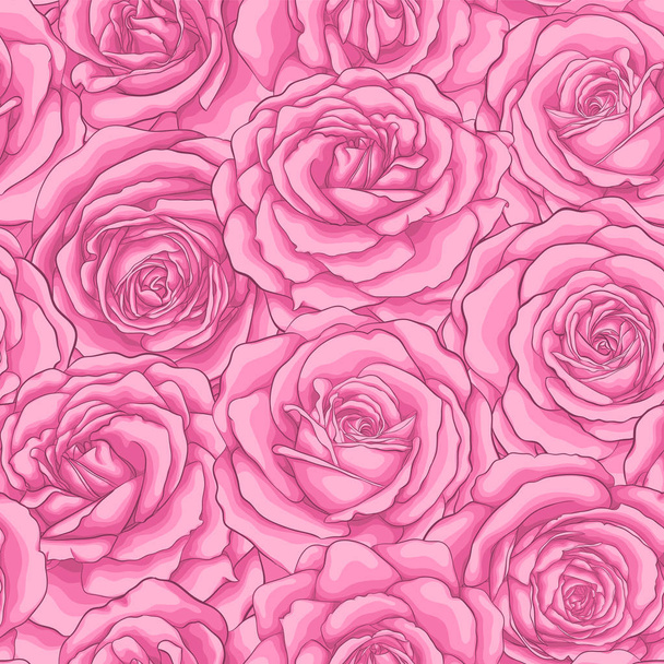 beautiful vintage seamless pattern with pink roses. - Vector, Image