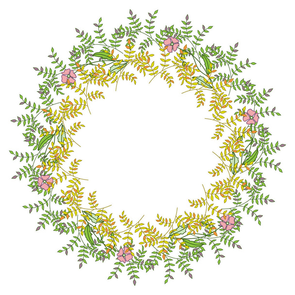 The wreath of flowers and foliage. - Vettoriali, immagini