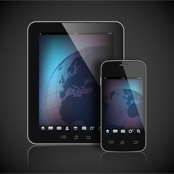Realistický vektorový tablet a šablona mobilního telefonu - Vektor, obrázek