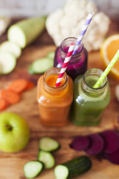Various Freshly Squeezed Vegetable Juices for Detox - Photo, Image