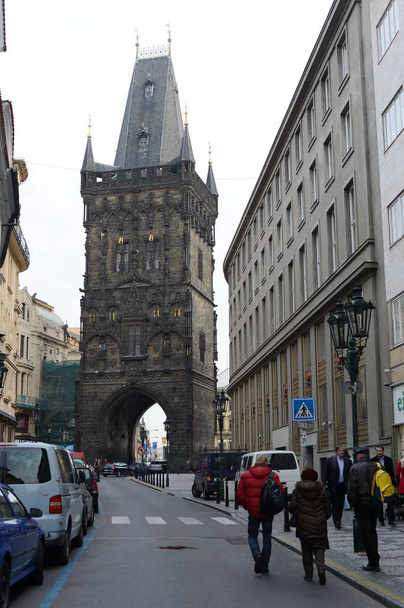  The powder tower or Powder gate Prague at the Republic square . - Фото, зображення