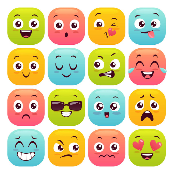 Colorful emojis set - Vector, Image