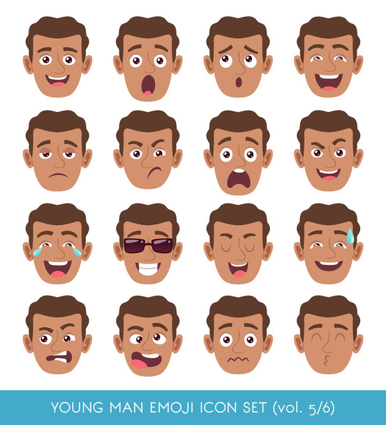 Giovane uomo emoji icona set
 - Vettoriali, immagini