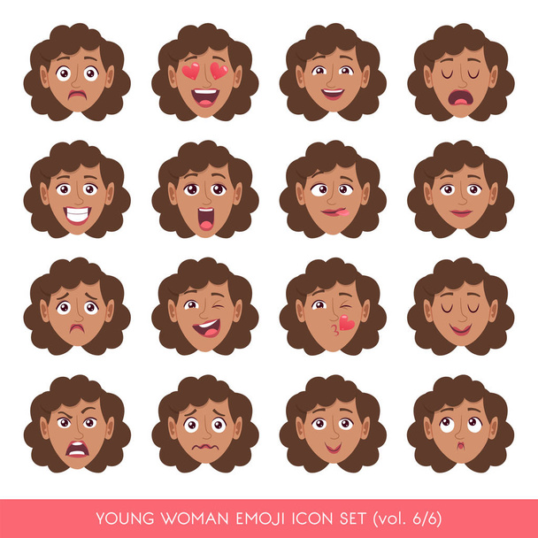 Fiatal nő emoji ikon készlet - Vektor, kép