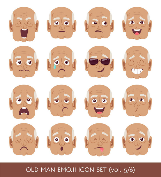 Viejo hombre emoji icono conjunto
 - Vector, imagen