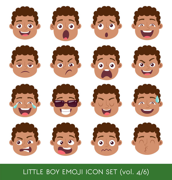 Pequeño niño emoji icono conjunto
 - Vector, Imagen