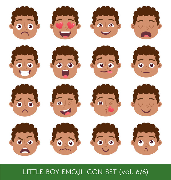 Pequeño niño emoji icono conjunto
 - Vector, imagen