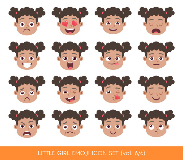 Pequeña niña emoji icono conjunto
 - Vector, imagen