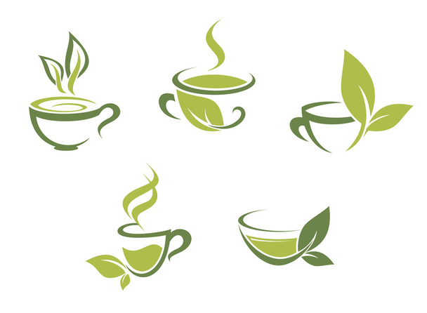 Fresh tea and green leaves - Vector, Image