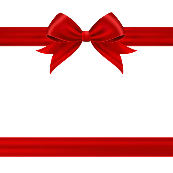 Red gift ribbon and bow. - Vektör, Görsel