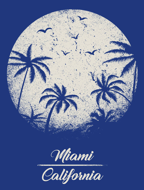 Miami - concepto de ilustración vectorial en estilo gráfico vintage para
 - Vector, Imagen
