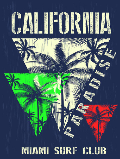 California miami verano camiseta diseño gráfico
 - Vector, Imagen