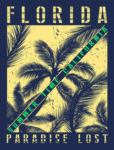 Florida summer tee graphic design - Vector, Image