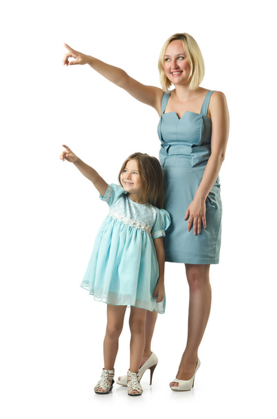Mother with daughter isolated on white - Fotoğraf, Görsel