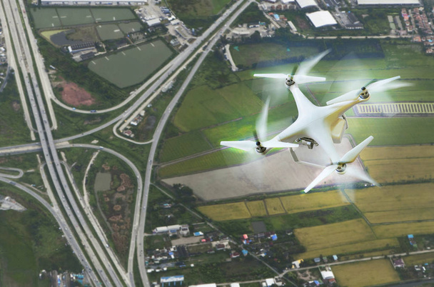 vista aérea de la fotografía de aviones no tripulados sobre el transporte terrestre backgr
 - Foto, Imagen