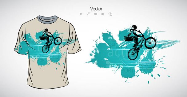T-shirt πρότυπο ποδηλάτων - Διάνυσμα, εικόνα