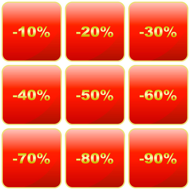 Discount label templates with different percentages - Вектор,изображение
