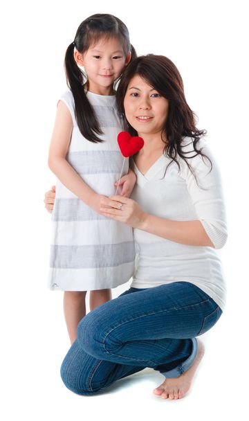Photo of Asian mother and daughter on white background - Foto, Imagem