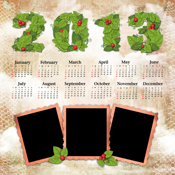 Vintage calendar 2013 with - Φωτογραφία, εικόνα