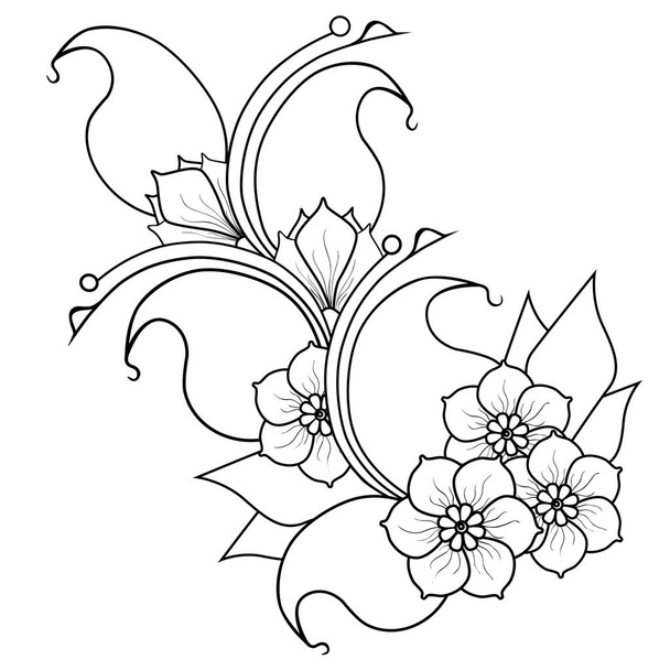 Абстрактна гілочка з квітами. Чорно-біла версія
 - Вектор, зображення