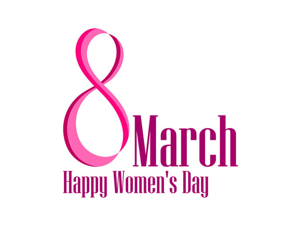 8 March day. International Women's day label with ribbon. Vector illustration - Vector, Image