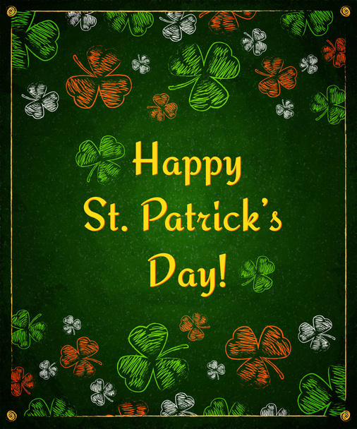 Saint Patricks Günü Shamrock kara tahta arka plan üzerinde - Vektör, Görsel