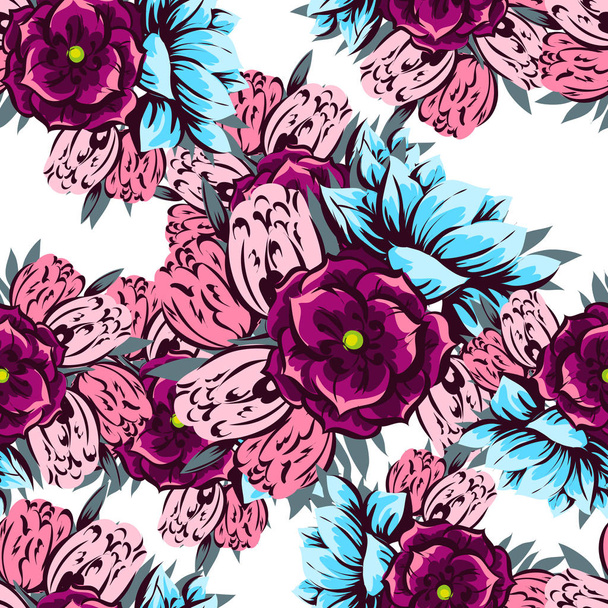 Seamless beautiful floral pattern - Vector, imagen