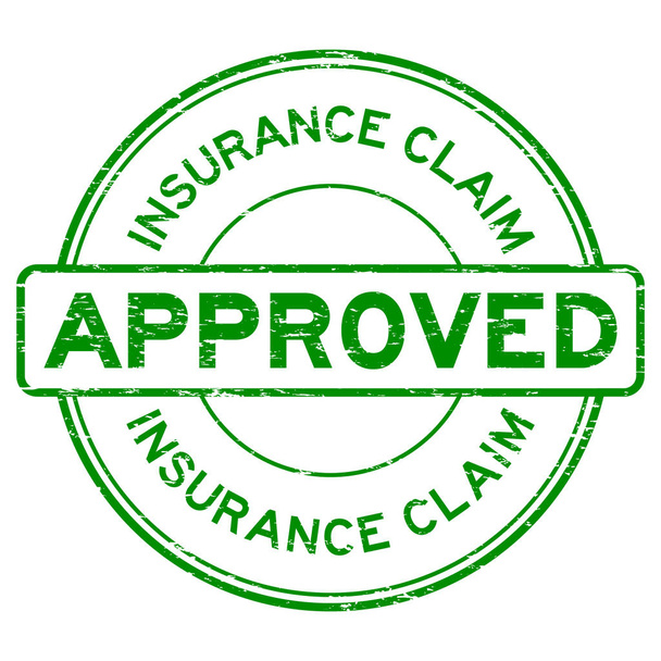 Grunge reclamación de seguro verde aprobado sello de goma redonda
 - Vector, imagen