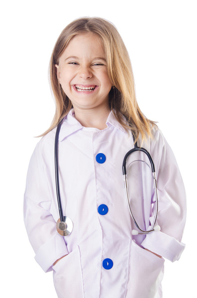 Little girl in doctor costume - 写真・画像