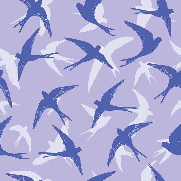 flying swallow birds seamless pattern - Vektör, Görsel