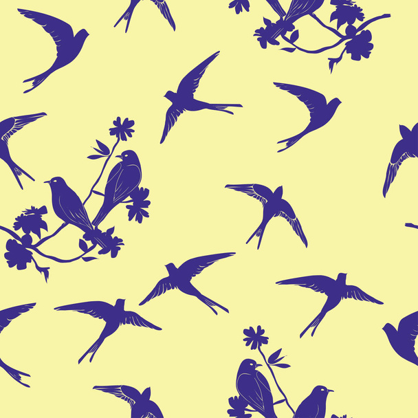 swallow birds seamless pattern - Διάνυσμα, εικόνα