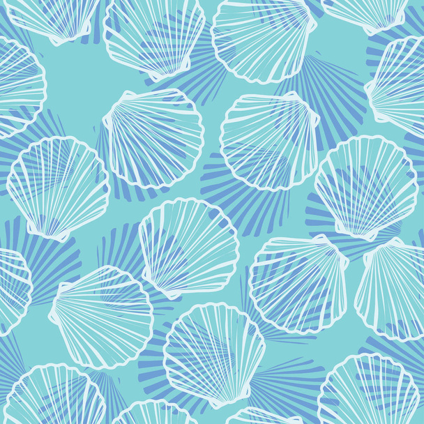 Seashells seamless pattern - Vektör, Görsel