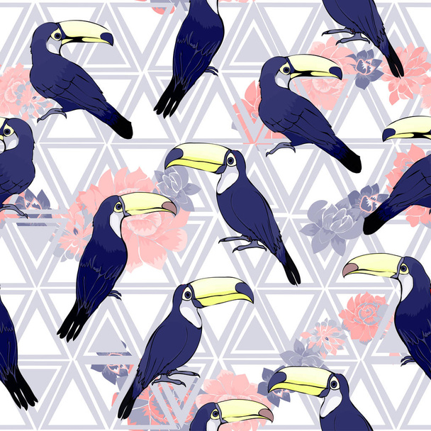 オオハシ鳥シームレス パターン - ベクター画像