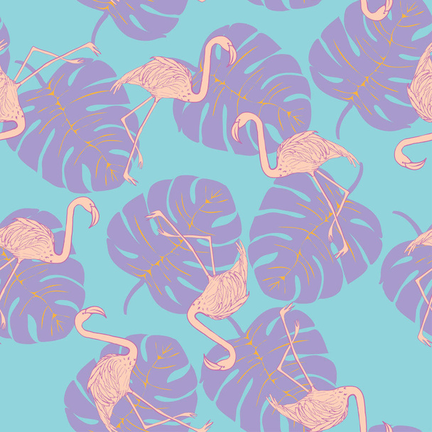 Flamingos seamless pattern - Vetor, Imagem