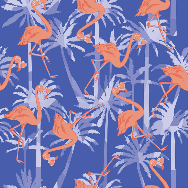 Flamingos seamless pattern - Vector, Image
