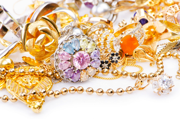 Large collection of gold jewellery - Foto, imagen