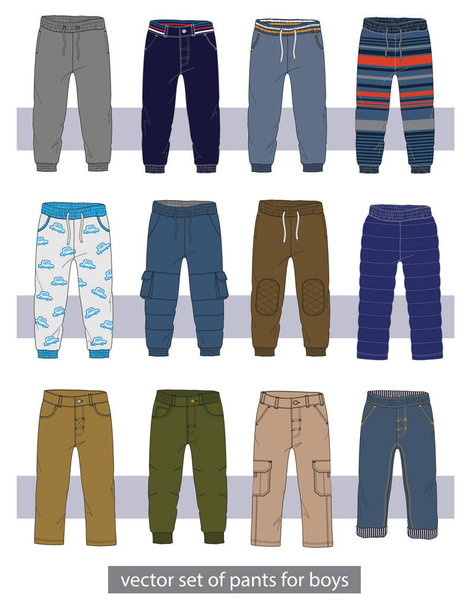 set of pants for boys - Vector, Image