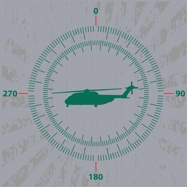 o helicóptero no centro da medição da velocidade da roda e da altitude
 - Vetor, Imagem
