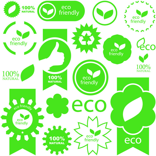 Set of eco friendly, natural and organic labels - Vector, afbeelding