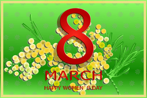 8 March floral greeting card - Vetor, Imagem