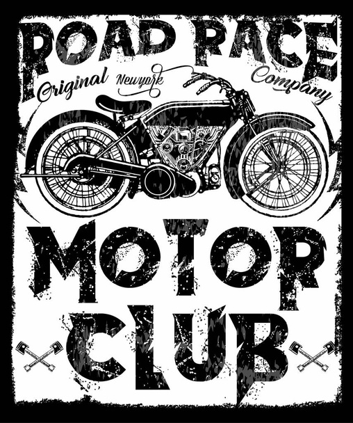 Vintage Moottoripyörä käsin piirretty vektori tee graafinen suunnittelu
 - Vektori, kuva