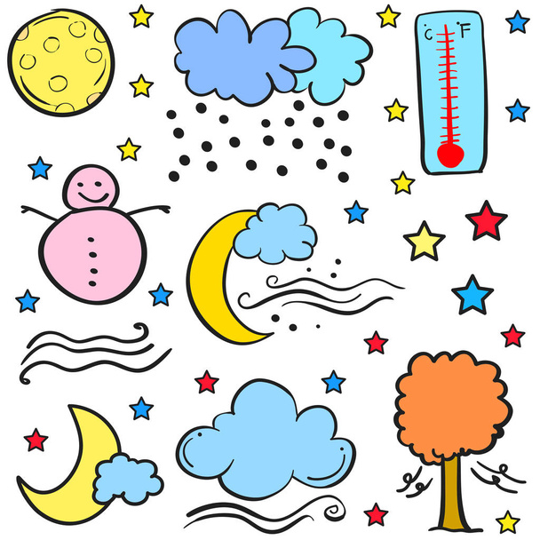 Doodle of weather theme element - Vector, Imagen