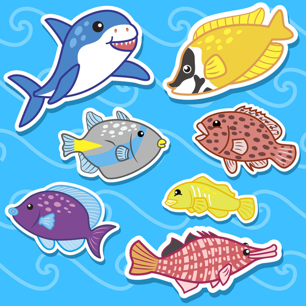 Cute sea animal stickers07 - Vektor, Bild